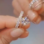 Handmade Classic 3 CT Round Cut 6 Prong Diamond Wedding Ring Set