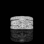 Handmade 2 CT Princess Cut Sterling Silver 3PC Ring Set