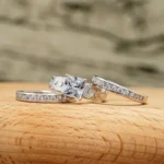 Handmade 2 CT Princess Cut Sterling Silver 3PC Ring Set