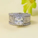 Handmade Cushion Cut Western Inspired 3PC Ring Set