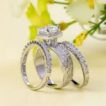 Handmade Cushion Cut Western Inspired 3PC Ring Set