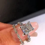 Handmade 2.5 Ct Radiant Cut Sterling Silver Ring Set