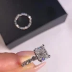 Handmade 2.5 Ct Radiant Cut Sterling Silver Ring Set