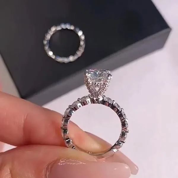 Handmade 2.5 Ct Radiant Cut Sterling Silver Ring Set