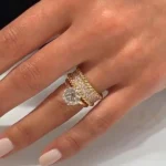 Handmade Yellow Gold Round Cut Solitaire Ring Set