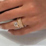 Handmade Yellow Gold Round Cut Solitaire Ring Set