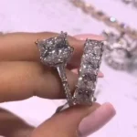 Handmade 6.0 CT Princess Cut Sterling Silver Ring Set