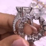 Handmade 6.0 CT Princess Cut Sterling Silver Ring Set