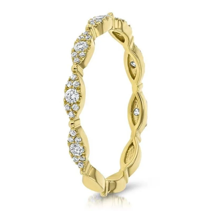 Handmade Yellow Gold 2.0 CT Round Cut Sterling Silver 4pcs Ring Set