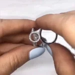 Handmade Insert Halo Ring 0.8CT Round Cut Sterling Silver Ring Set