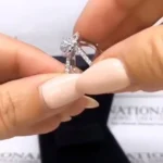 Handmade Insert Halo Ring 0.8CT Round Cut Sterling Silver Ring Set