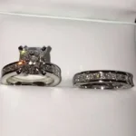 Handmade 4.0CT Cushion Cut White Gemstone Ring Set