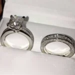 Handmade 4.0CT Cushion Cut White Gemstone Ring Set