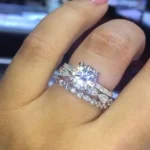 Handmade 3pcs 2.0Ct Round Cut Wedding Ring Set