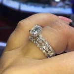 Handmade 3pcs 2.0Ct Round Cut Wedding Ring Set