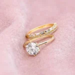 Handmade Yellow Gold 2.0 CT Round Cut Sterling Silver Ring Set