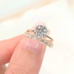 Handmade Yellow Gold 2.0 CT Round Cut Sterling Silver Ring Set