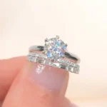 Handmade Yellow Gold 2.0 CT Round Cut Sterling Silver Ring Set
