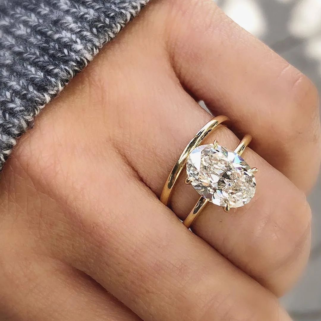 Handmade Yellow Gold 4 CT Oval Cut Wedding Ring Set