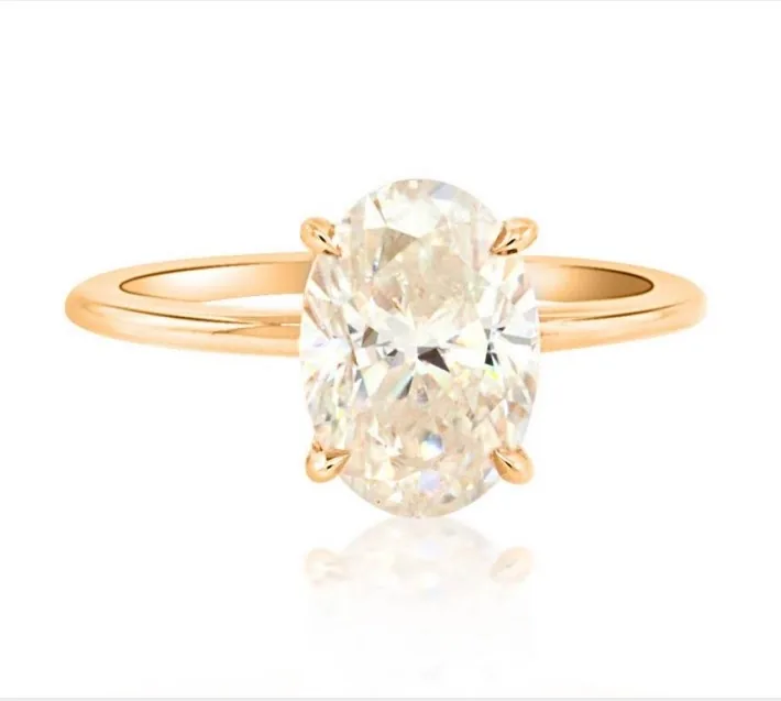 Handmade Yellow Gold 4 CT Oval Cut Wedding Ring Set
